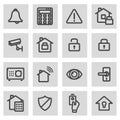 Vector line home security icons set Royalty Free Stock Photo