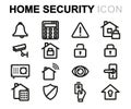 Vector line home security icons set Royalty Free Stock Photo