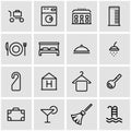 Vector line hotel icon set