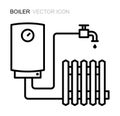 Boiler line icon. Vector symbol of heating equipment.