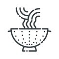 Vector line icon of a colander isolated