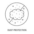 Vector line icon of dust protection. Royalty Free Stock Photo
