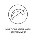 Vector line icon indicating incompatibility with light dimmers.