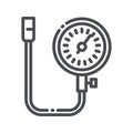 Vector line icon of a manometer, pressure gauge front view isolated