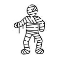 Vector line icon of mummy as symbol of Halloween. Outline sign. Modern minimalistic monochrome isolated image and editable stroke