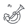 Vector line icon of a musician playing clarinet isolated