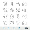 Vector Line Icon Set. Communication Related Linear Icons. Dialogue, Chat Symbols, Pictograms, Signs Royalty Free Stock Photo