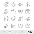 Vector line icon set. Ecology related linear icons. Eco symbols, pictograms, signs