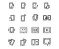 Vector line icon set mobile devices. Technology outline symbol and communication sign with phone electronic. Isolated smart screen