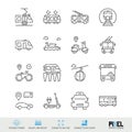 Vector Line Icon Set. Public Transport Related Linear Icons. City Vehicles Symbols, Pictograms, Signs Royalty Free Stock Photo