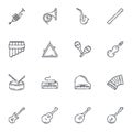 Vector line icon set of variable musical instruments Royalty Free Stock Photo