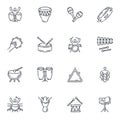 Vector line icon set of variable musical instruments Royalty Free Stock Photo