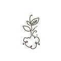 Vector Line Icon. Sprout. Gardening. One line drawing. Isolated on white background