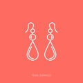 Vector outline icon of woman accessories - pearl earrings