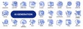Vector line icons of AI generative technology Royalty Free Stock Photo