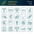 Vector line icons of american football game. Elements Royalty Free Stock Photo