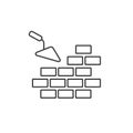 Vector line icons brickwork and building trowel