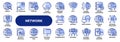 Vector line icons of computer network technology Royalty Free Stock Photo