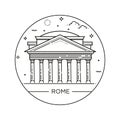 Vector line illustration of Pantheon, Rome, Italy