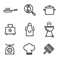 Vector line kitchen and cooking icons set