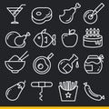 Vector line kitchen icons set