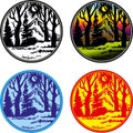 Vector line logos badges with nature. Round labels