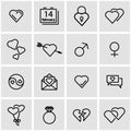 Vector line love icon set Royalty Free Stock Photo