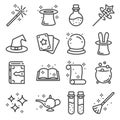 Vector line magic icons set. Outlie illustration