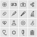 Vector line medical icon set