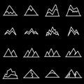 Vector line mountains icon set