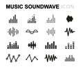 Vector line music soundwave icons set Royalty Free Stock Photo