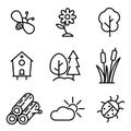 Vector line nature icons set Royalty Free Stock Photo