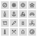 Vector line nautical icons set