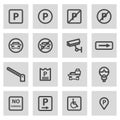 Vector line parking icons set