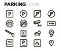 Vector line parking icons set