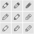 Vector line pencil icon set