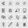 Vector line pills icon set Royalty Free Stock Photo