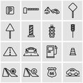 Vector line road icon set