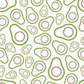 Vector Line Seamless of Avocado, Pattern for Print