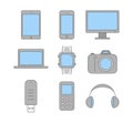 Vector line set of electronic gadgets.