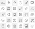 Vector line set of icons for app development and online business Royalty Free Stock Photo