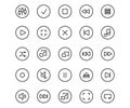 Vector line set Media player icon. Music symbol and multimedia play video. Technology web button control interface and record Royalty Free Stock Photo