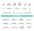 Vector line set of ships and boats Royalty Free Stock Photo