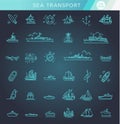 Vector line set of ships and boats Royalty Free Stock Photo