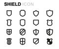 Vector line shield icons set