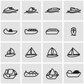 Vector line ship and boat icon set