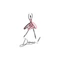 Vector line silhouette of elegant ballerina. Dancer icon