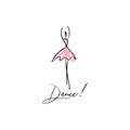 Vector line silhouette of elegant ballerina. Dancer icon