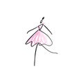 Vector line silhouette of elegant ballerina. Dancer icon