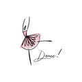 Vector line silhouette of elegant ballerina. Dancer icon